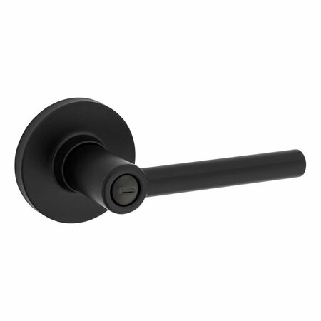 SAFELOCK Reminy Lever Round Rose Push Button Privacy Lock with RCAL Latch and RCS Strike Matte Black Finish SL4000RELRDT-514